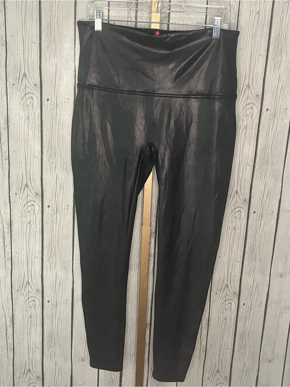 SPANX Black Faux Leather Leggings Womens 2X Plus Size Shaping